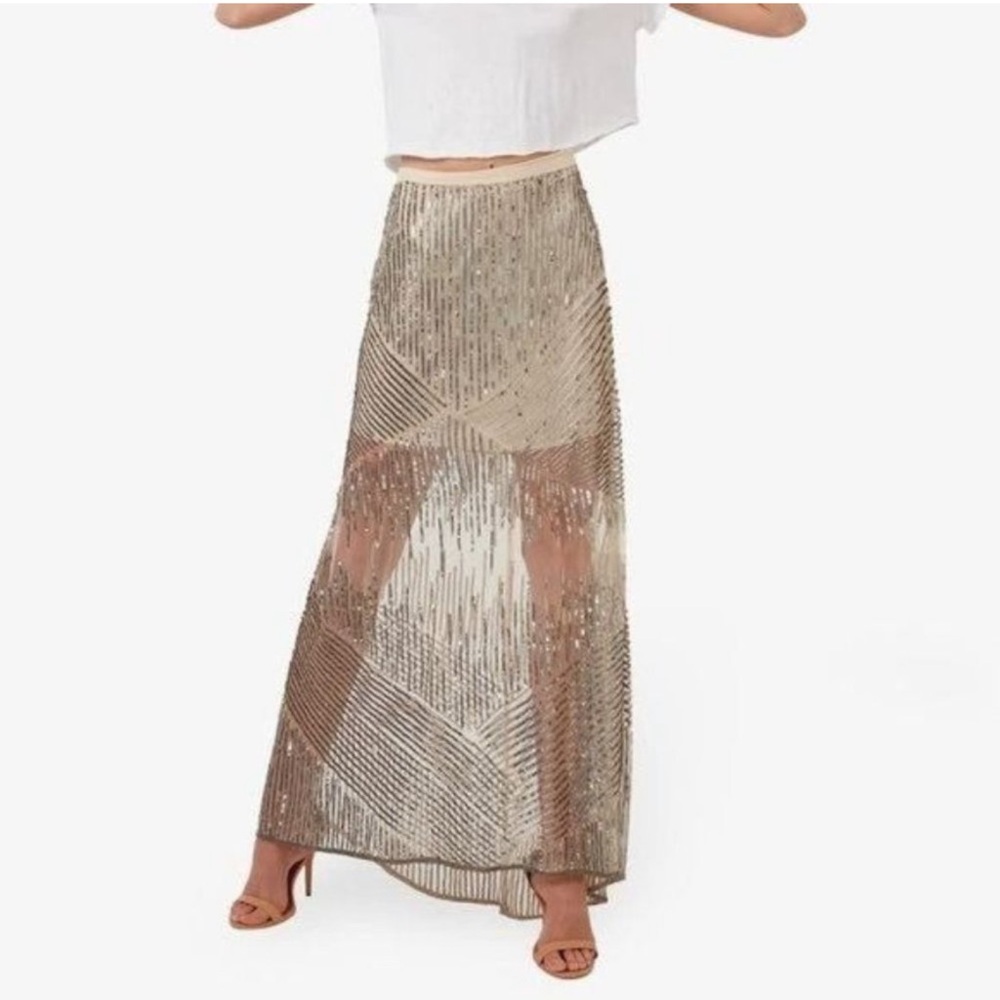 Sequin A-Line Maxi Skirt